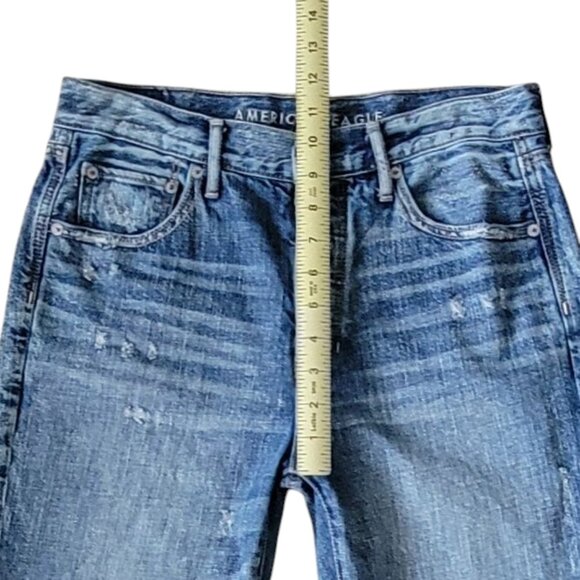 American Eagle Hi-Rise Girlfriend Button Fly Distressed Mom Jeans W28 L29 - Picture 6 of 12